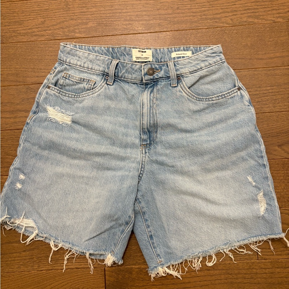 Cotton On Light Blue Frayed Denim Shorts